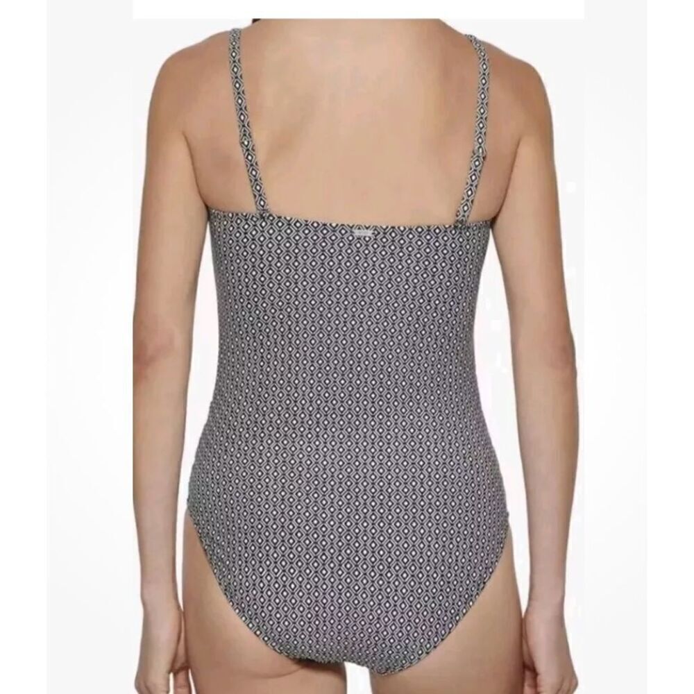 DKNY One Piece Swim Suit Adjustable Straps Sz. M Bra Blue/White - Picture 8 of 13